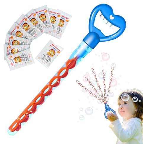 Seifenblasenstäbe für Kinder, herzförmiges Seifenblasenstab-Set, große Seifenblasenstäbe, tragbares Sommerspielzeug, lustige Seifenblasenröhre mit Seifenblasenlösung, Geburtstagsgeschenke im Freien fü