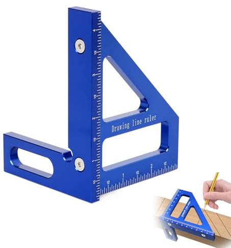 3D Multi Angle Measuring Ruler, 45° & 90° Set Square Angle Measurement Tool Aluminum Alloy Carpenters Square Miter Triangle Ruler for Woodworking Measuring Tools