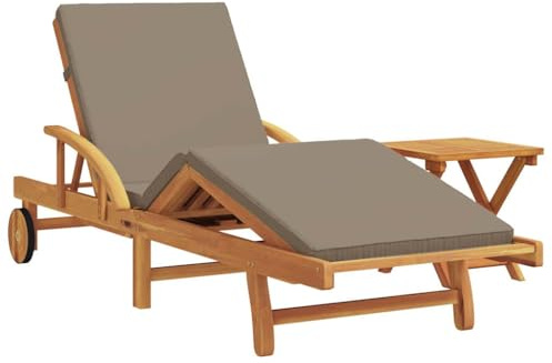 vidaXL Transat 2 pc Bois d'Acacia Massif Taupe | top pour se détendre au bord de la piscine, traîner dans le jardin ou passer une journée à la plage,