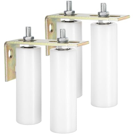 QUARKZMAN 4pz Guida Rulli Scorrevoli Rulli Nylon 6 Supporto per Cancello Assemblaggio con Montante Posteriore a L Staffa Universale Guida a Rulli con Cuscinetti a Sfere Sigillati Bianco