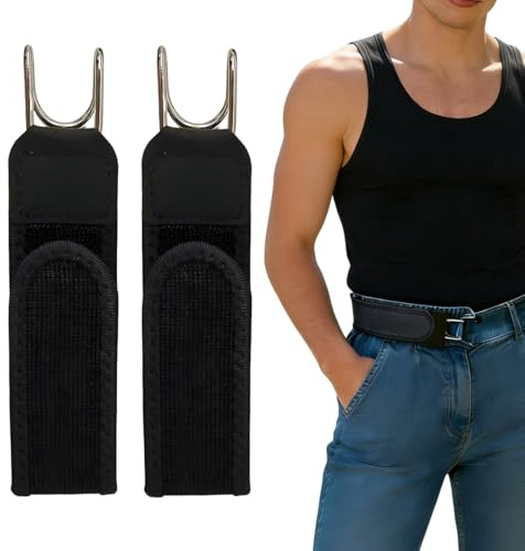 UYVPAER 2 Piezas Cinturón Sin Hebilla Para Hombre Y Mujer, Cinturón Táctico Con Gancho De Metal, Cinturón Elástico Sin Hebilla Para Hombres, Vaqueros, Trabajo, Ocio, Negocios, Hogar, Desplazamientos(B