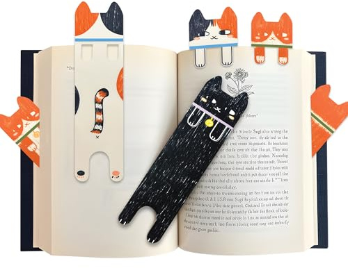 3pcs Cute Cat Bookmarks – Paper Animal Bookmarks for Reading, Fun Page Markers for Books, Journals & Planners