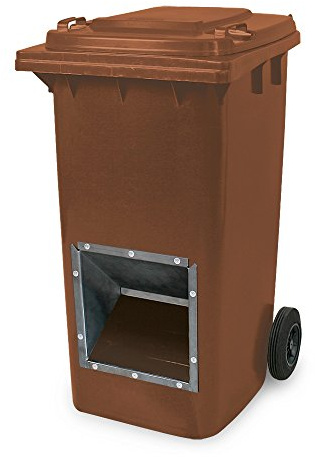 BRB Mobiler Streugutbehälter braun, Streusalzbehälter 240 Liter, mit Entnahmeöffnung, auch für Streusplit