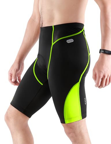 INBIKE Pantalones Cortos De Ciclismo con Badana De Espuma para Hombre, Pantalon Bicicleta MTB Bici Ciclista para Verano Deportes Al Aire Libre(Verde,XL)