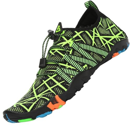 SAGUARO Water Shoes for Women Men Quick Drying Wet Beach Aqua Shoes for Swim Sea Surfing Diving Sailing Pool Black Green 43 EU/9 UK
