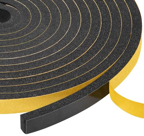 yotache Foam Seal Tape 2 Rolls 10mm Wide X 6mm, High Density Adhesive Foam Weather Strip Seal for Window and Door, 8m Length (2 X 4m Each)