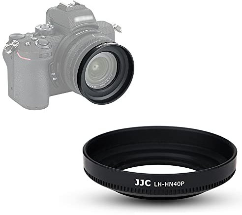 JJC Gegenlichtblende zum Einschrauben für Nikon Nikkor Z DX 16–50 mm f/3,5–6,3 VR Objektiv auf Z50, ersetzt Nikon HN-40 Gegenlichtblende, Schwarz