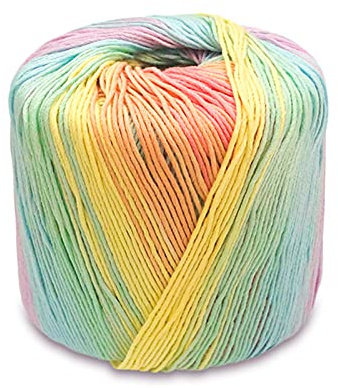 jiuzcare virkade garn 133 m 100% bomull färgglatt virkgarn strumpull regnbåge garn bomullstråd broderi gradient bomullstråd handstickat garn flerfärgad [42# Colran]