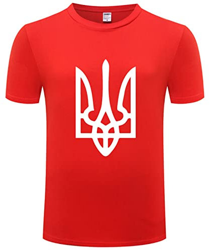 DONGCY Ukraine T-Shirt Ukrainisch Flagge Runder Hals Baumwolle Liebe & Frieden Unisex Vintage-Stil Kurzarm Komfortabel Leicht Casual Gedruckt Atmungsaktiv Casual,Red,XXL(80kg/190cm)