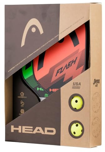 HEAD Flash Pickleball Pack - 2 Approved Paddles, 2 Outdoor Balls, Carry Sack