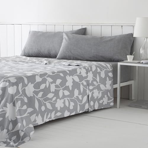 COTTON ARTean Juego sábanas Cama 150 Microfibra cepillada NARCEA Gris