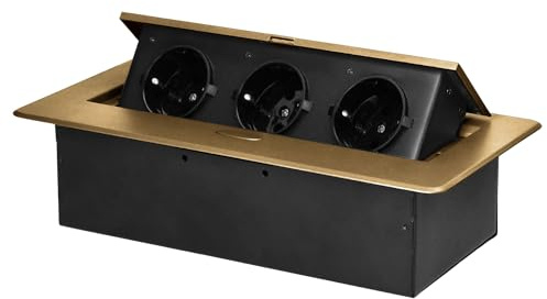 Miratic Multipresa a Scomparsa con Bordo Piatto Ciabatta Estraibile Presa da Incasso Retrattile Vari Colori 3x2 Poli e Terra Schuko - Senza Cavo (oro)
