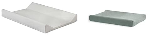 Jollein Matelas à Langer - Blanc & Housse de Matelas à Langer en Tissu Éponge, 50 cm Longueur x 70 cm Largeur, Vert Cendré 550-503-00095, 1 Unité (Lot de 1)