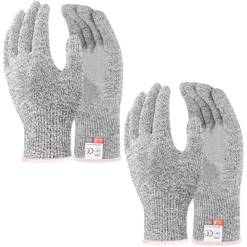 Yamitora 2 Paar Schnitzhandschuh, Level 5 Schutz Schnittfeste Handschuhe Komfort Schnittschutzhandschuhe für Küche, Schnitzen, Gärtnern (S)