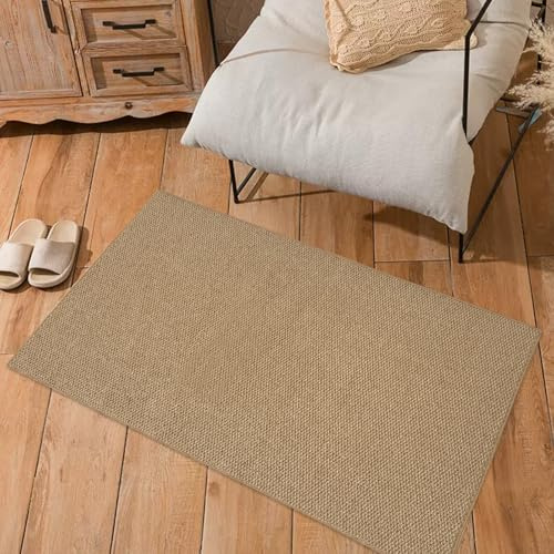 USTIDE Sisal-Teppich, rustikal, natürlich, grob, strukturiert, gewebt, rutschfest, waschbar, Eingangstürmatte, kleiner Teppich, 80 x 120 cm