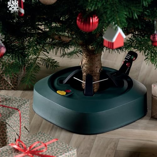 Just for Christmas Tree Stand for Real Trees - Pedal Operated Large Christmas Tree Base W/13cm Diameter, Holds 3.2L of Water, Four Grippers for Trees up to 2.3m | Perfect for Real Christmas Trees