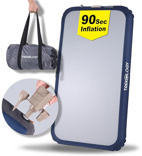 TREKOLOGY Twin Size Air Mattress with Built-in Pump – Quick Inflate Camping Air Bed for Adults & Guests – Durable Blow Up Bed with Electric Pump – Inflatable Mattress - Inflates in Only 90 Seconds