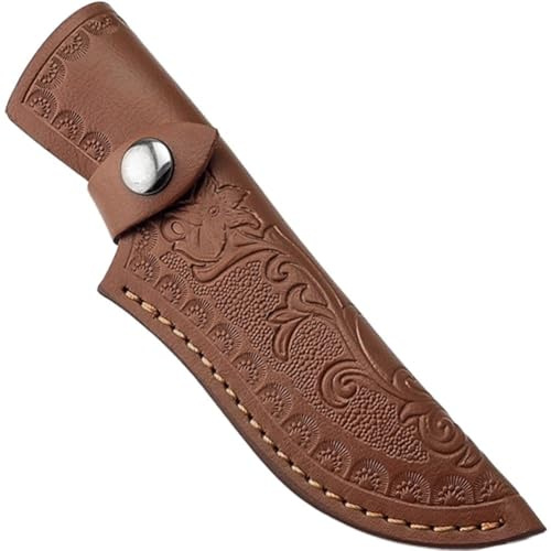 Abbdbd Handmade Leather Knife Pouches Hunting Knife Holsters Carriers Carved Pattern Leather Sheaths Pouches for Outdoor Carriers