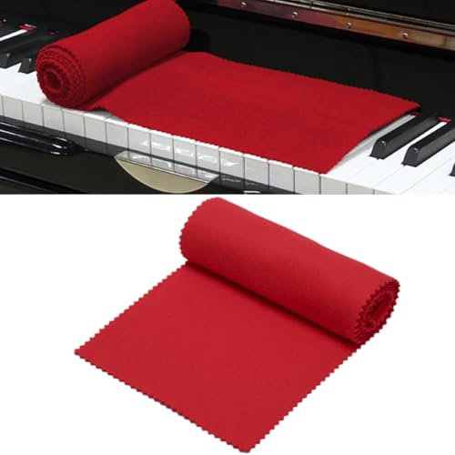Housse de Clavier de Piano, Chiffon de Protection pour Clavier de Piano, Housse de Clavier Piano Protection Anti-poussière Piano, Housse anti-poussière pour clavier électronique 88 touches, Rouge