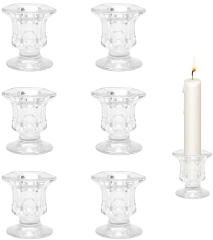 6 st Romaddi ljusstakar glas stavljushållare, litet transparent stavljus för bordsdekoration, modern juldekoration, adventskrans, vardagsrum, fest, bordsdekoration, bröllop, halloween