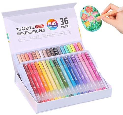 Bolígrafos de gel acrílico 3D - Marcador de madera, lápiz de pintura de punta de 1 mm con purpurina para tela, vidrio, cerámica, adultos, niños, manualidades, álbumes de recortes, proyectos creativos