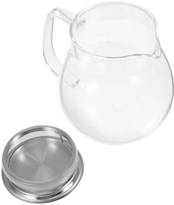 Healifty 1pezzi Caffettiera Manuale in Vetro e Acciaio Con Coperchio Filtro Per Espresso e Tè Resistente e Facile Da Pulire Contenitore Per Caffè Con Aroma Naturale
