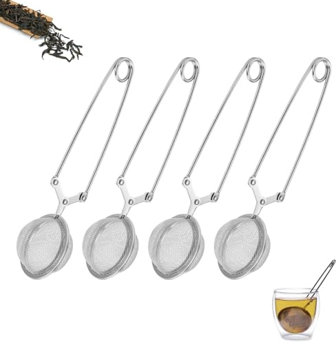 4 Piezas Pinzas de Té, Colador de Té Para Té Suelto, Infusor de Té de Acero Inoxidable, para Té a Granel, Especias y Mezclas de Especias, Ø 4,5 cm
