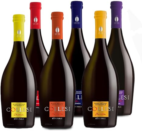 Birra Artigianale Collesi – Confezione Degustazione 6 Birre - Chiara, Triplo, IPA, Rossa, Bionda, Ambrata - Confezione da 6 Bottiglie - Bottiglie da 750 ml
