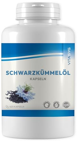 Schwarzkümmelöl Kapseln – 420 Softgel-Kapseln mit 1.000 mg Tagesdosis - Mit Vitamin E – Laborgeprüfte Qualität - Nigella Sativa