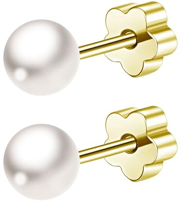 JUZICHEN Örhängen Med Pärlor För Kvinnor, Örhängen Med Pärlor i Kirurgiskt Rostfritt Stål i Guld/Silver, Allergivänliga Smycken För dam, Med Presentask