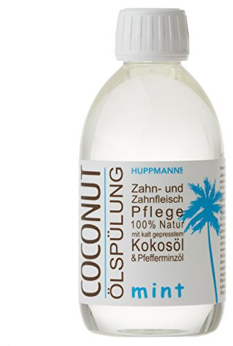Huppmann's Coconut Mund-Ölspülung mint - 3 Monatsbedarf, Mundziehöl zum Ölziehen aus natürlichen Inhaltsstoffen, Mundspülung mit Kokosnussöl, Ölziehlösung