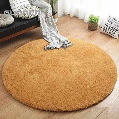 LIVEINU Hochflor Shaggy Teppich für Wohnzimmer Langflor Pflegeleicht Rund Teppich Hochwertig Hohe Fadendichte Wasser Absorbierend Badezimmerteppich Für Wohnzimmer Hellbraun Ø 140 cm