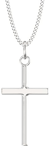 Aeon Crucifix Cross Necklace - 925 Sterling Silver | Adjustable 16-18 Inch Chain | Polishing Cloth Included | Gifts for Religious Occasions (Plain Crucifix)