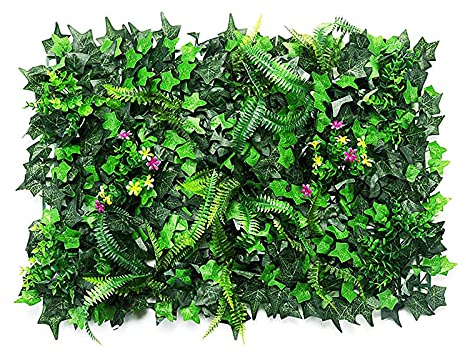 Seto artificial, planta artificial para césped, protección UV, fondo de pared verde, para casa, habitación, jardín, boda, guirnalda, decoración de jardín, 60 x 40 cm (verde-B)