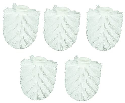 HRB Ersatzbürstenkopf, 5 Stück für toilettenbürste in weiß, Vorteilspack Bürstenkopf aus Kunststoff, Bürstenaufsatz mit Gewinde