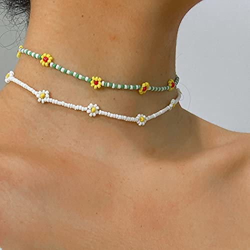 Sethain Boho Necklace Set Bunt Blume Kurze Ketten Strand Perlenketten Schmuck Accessoires für Damen
