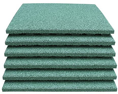 LANDGRID 6X Spielplatzmatte 50x50x4cm Grün Fallschutzmatten Gummiplatten Schaukel Rutsche Garten