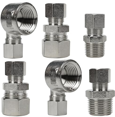 Harrier Hardware 6 Sets Universal Valve Plumbing Adapter Fittings 3/8 1/2