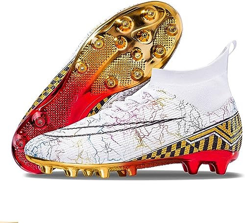 WOWEI Fußballschuhe Herren High Top Spike Cleats Professionelle Fussballschuhe Kinder Herren Outdoor Athletics Spikes Trainingsschuhe Turnschuhe Sport (LND-J23, 39EU)