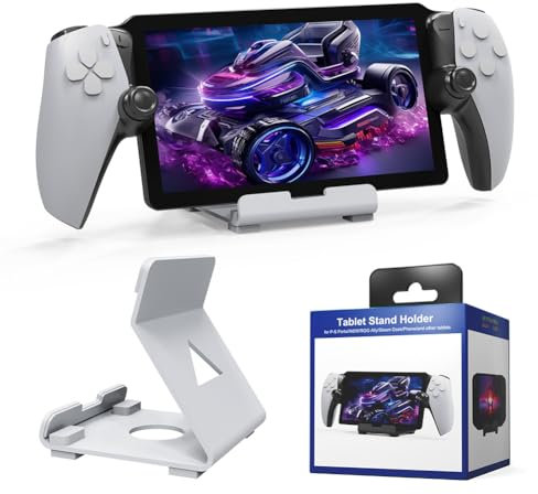 Fiorky Desktop Stand Support Holder Save Space Tablets Stand Handheld Game Console Holder with Anti-Slip Silicone Pad for PS5 Portal Steam Deck ROG Switch