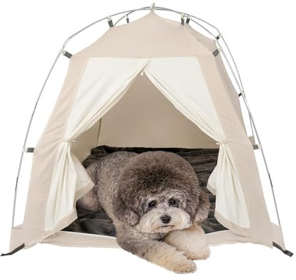 DDASUMMI Tragbares Haustier Tipi Wasserdicht & Langlebig PE Bodenmatte Hund & Katzenhaus für Indoor/Outdoor, Camping Hundezelt Stabil und Bequem für Haustiere (Grau, XL)