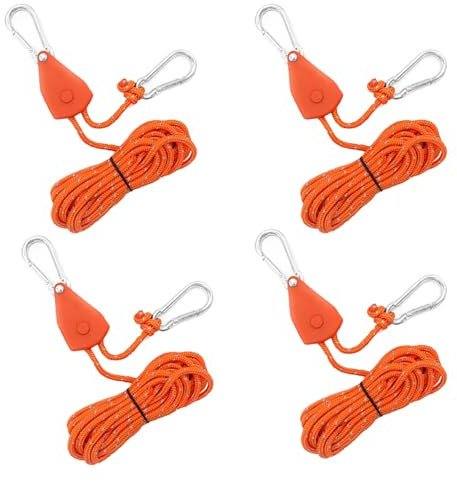 Oruiiju 4 m Corde de Tente Réfléchissante, 4 Pcs Corde de Haubanage de Tente avec Tendeur en Aluminium, Convient pour Le Camping en Plein Air, Tentes, Auvents