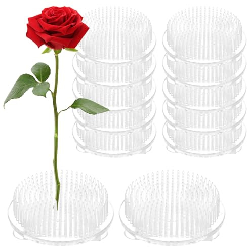 GBACHOOSE 12 stycken blommor groda, 7 cm blomstickel, blomspik transparent, plast-blomblomblomblomblomblomarrangemang med 3 sugkoppar, blomarrangemangshållare för blomsmycken, dekorationer