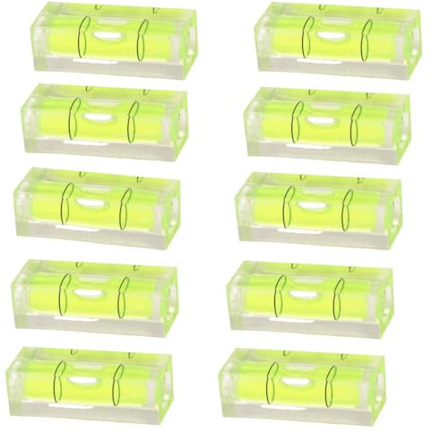 Zwenjuan Mini Spirit Level,10 Piezas Bubble Nivel Pequeño,Nivel De Burbuja Horizontal,Niveles de Burbuja,Mini Nivel De Burbuja,Pequeña Burbuja del Nivel de espíritu,15 x 15 x 40 mm