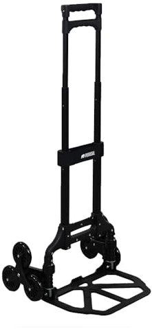 PROREGAL Diable Pliable pour escaliers Elephant | HxLxP 110x45x48cm | Capacité de Charge 70kg | Cadre en Aluminium, poignées ergonomiques, Roues en Caoutchouc TRR | Noir