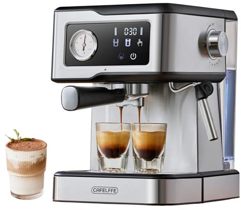 CAFELFFE Macchina per caffè espresso MK-901 con montalatte - 950 W / 1,5 L, pompa da 20 bar, schermo touch intelligente, corpo in acciaio inossidabile, vapore potente per latte/cappuccino