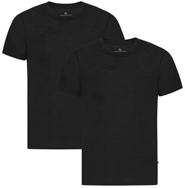 DANISH ENDURANCE 100% Merino Wool T-Shirt for Men, Relaxed Loose Fit, Odour-Resistant, 1 or 2 Pack, Black 2-Pack, L