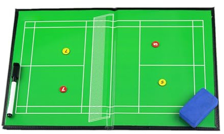 Pizarra Bádminton Entrenador, Portapapeles Táctico de Bádminton, con Rotulador, Borrador, Diseño Plegable, para Competición, Entrenamiento