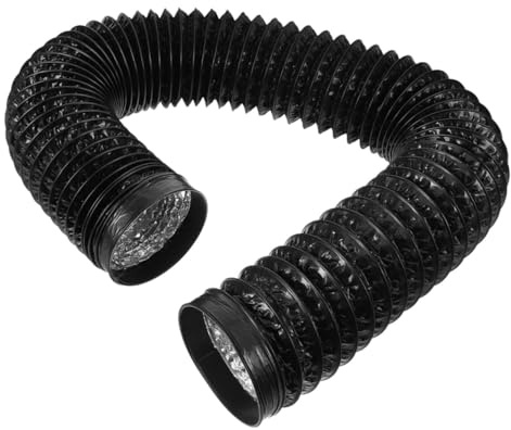 WOONEKY Tubo Flessibile in Alluminio Spesso Nero per Ventilazione Asciugatrice Aria Calda Condotto Portatile per Riscaldamento Raffreddamento e Ventilazione Bagno Cucina Campeggio