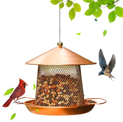 Sghtil Mangeoire à Oiseaux de Jardin,Résistant Étanche En Fer Artistique - Station De Nourriture Pour Oiseaux D'Extérieur - Pour Pinsons Rouges-Gorges Moineaux Canaris Perruches Jardin Balcon Terrasse